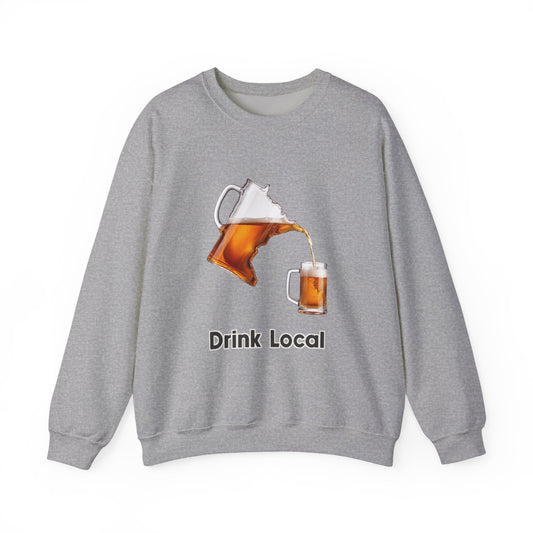 Drink Local Minnesota beer crewneck sweatshirt with state-shaped pitcher design - product view 2