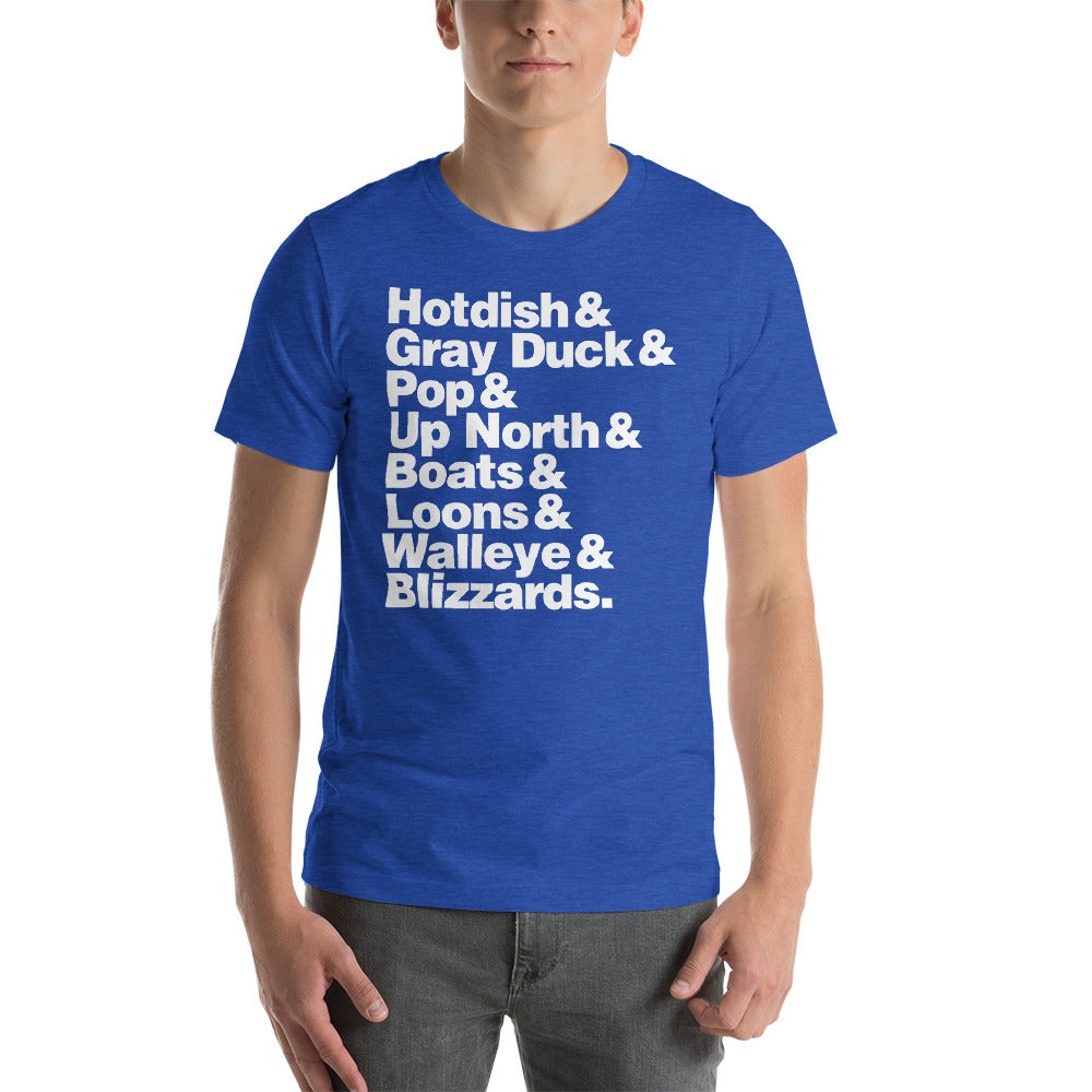 Hotdish & Gray Duck Minnesota Keywords Ampersand T-Shirt - MN Things Shirt - Heather True Royal / S - Ope Life