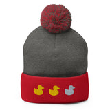 Duck Duck Gray Duck - Minnesota Unisex Winter Beanie Hat - Dark Heather Grey/ Red - Ope Life