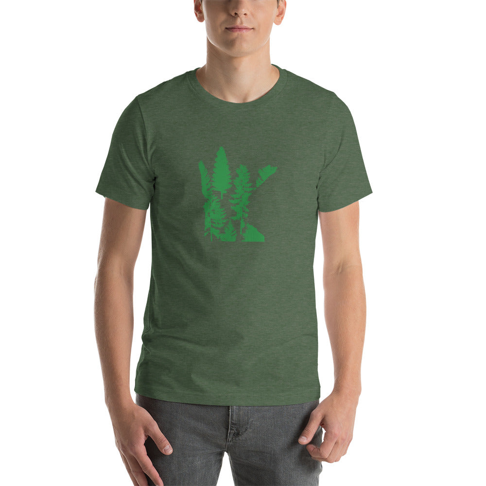 Green Forest Minnesota Overlay Unisex T-Shirt - Heather Forest / S - Ope Life