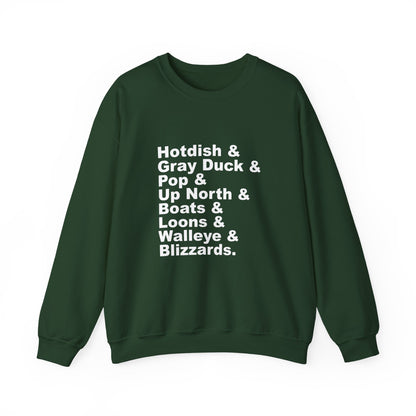 Hotdish and Gray Duck Minnesota things crewneck sweatshirt