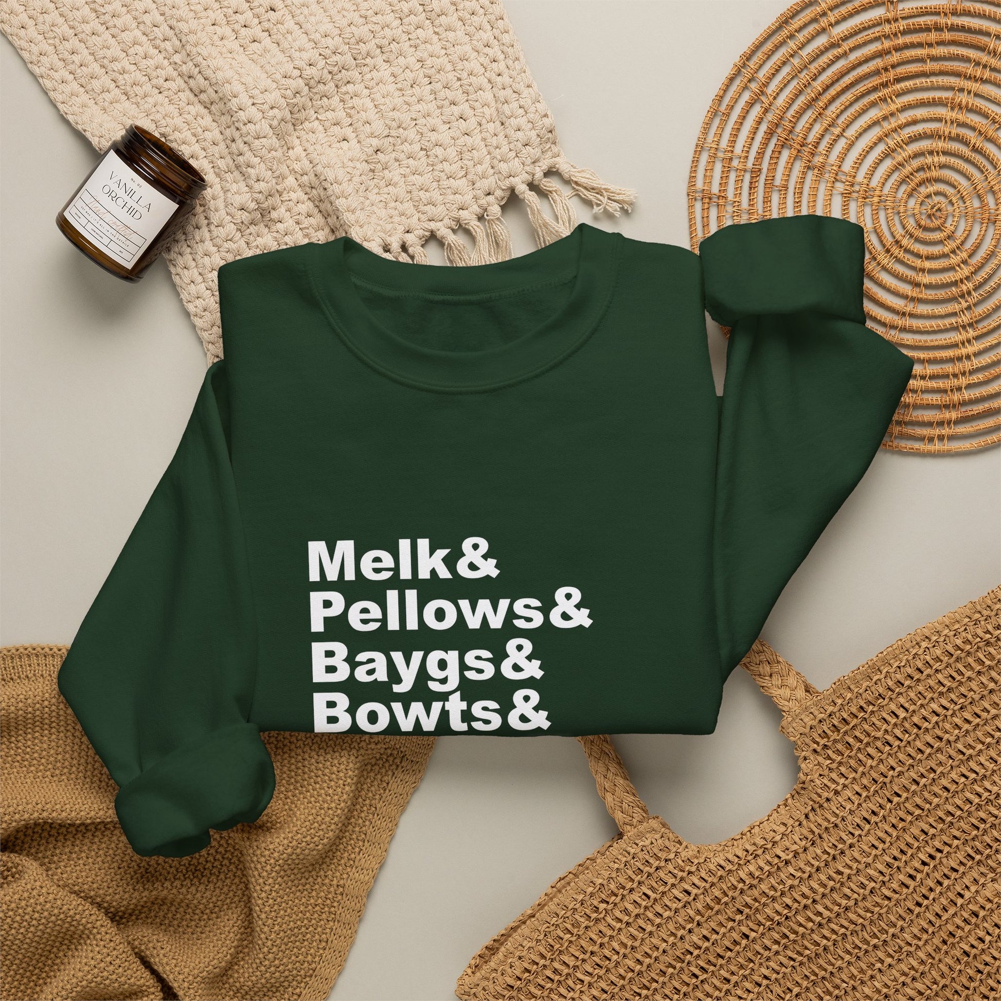 Melk Pellow Bayg funny Minnesota accent crewneck sweatshirt