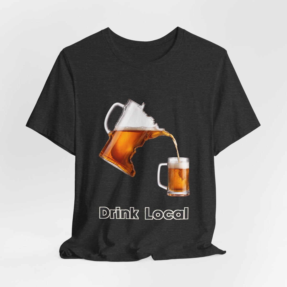 Drink Local Minnesota beer T-shirt with state-shaped pitcher design - product view 13
