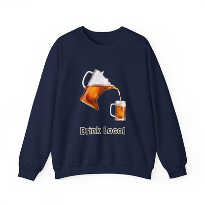 Drink Local Minnesota beer crewneck sweatshirt with state-shaped pitcher design - product view 4