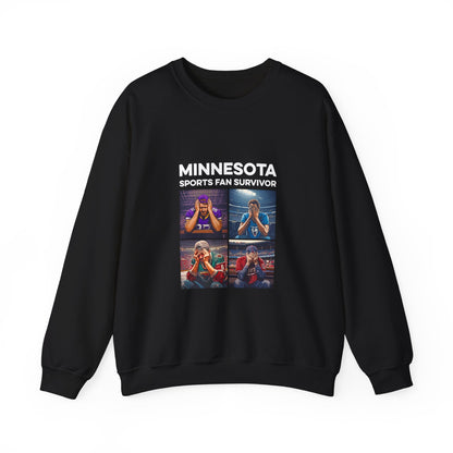 Minnesota Sports Fan Survivor crewneck sweatshirt with full-color design