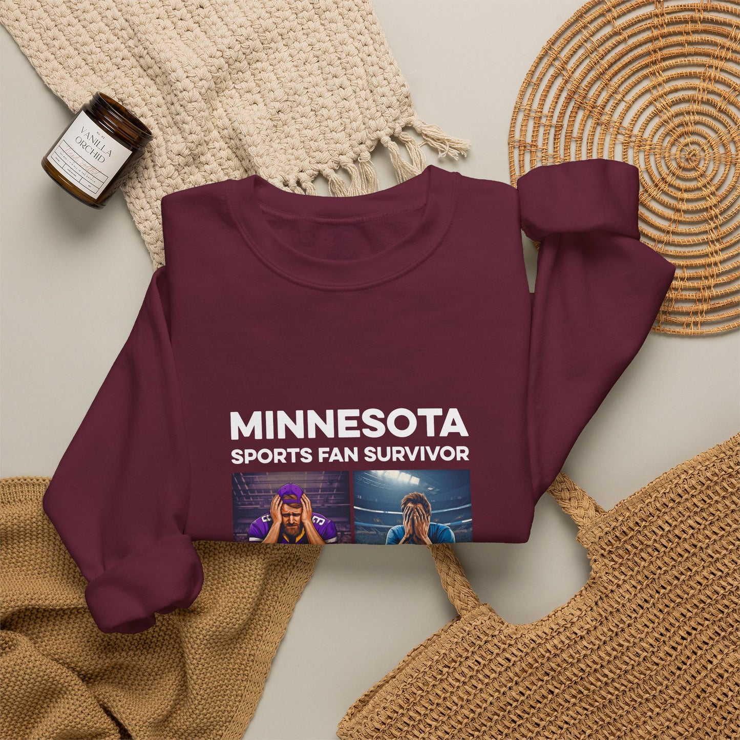 Minnesota Sports Fan Survivor crewneck sweatshirt with full-color design - product view 10