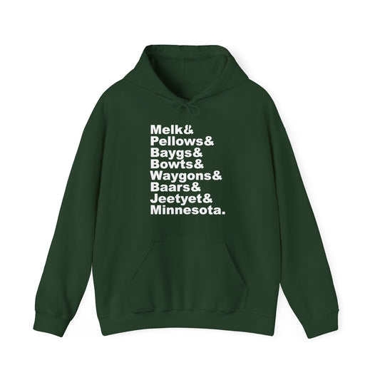 Melk Pellow Bayg funny Minnesota accent hoodie