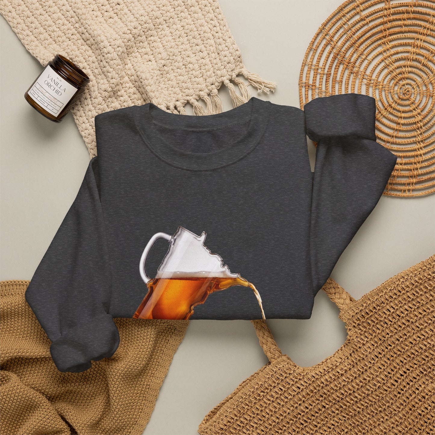 Drink Local Minnesota beer crewneck sweatshirt with state-shaped pitcher design - product view 13