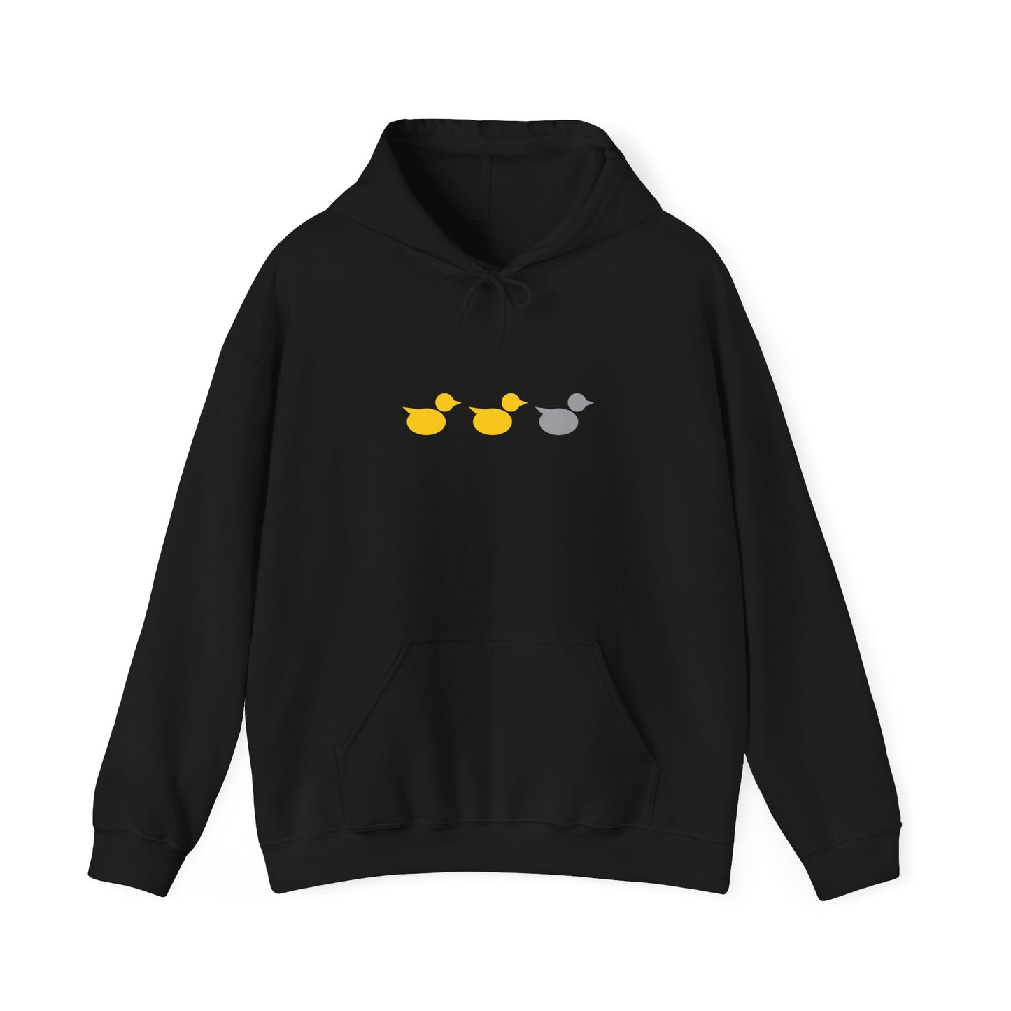 Duck Duck Gray Duck Minnesota hoodie with yellow and gray duck icons