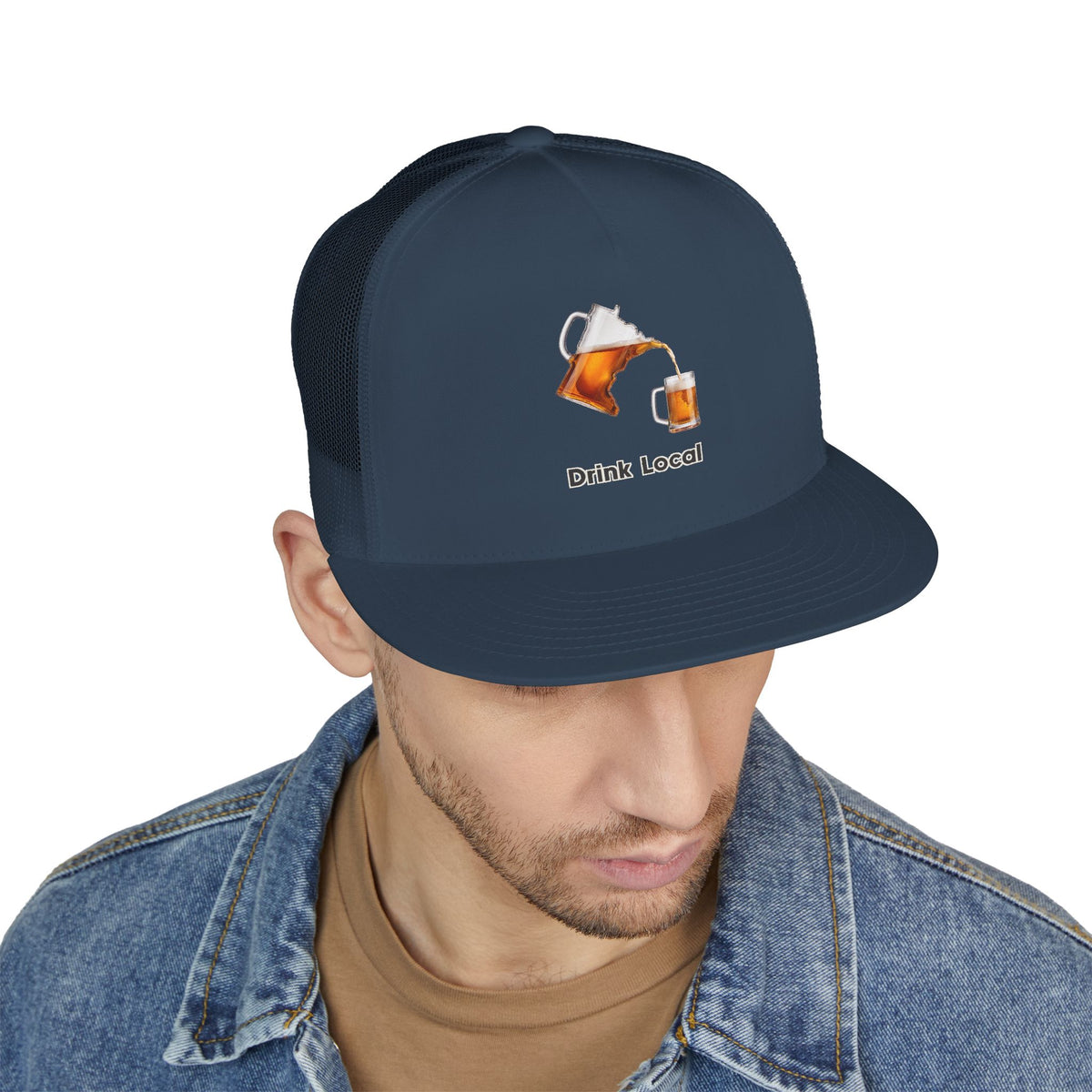 Drink Local Minnesota beer trucker hat with state-shaped pitcher design - product view 13