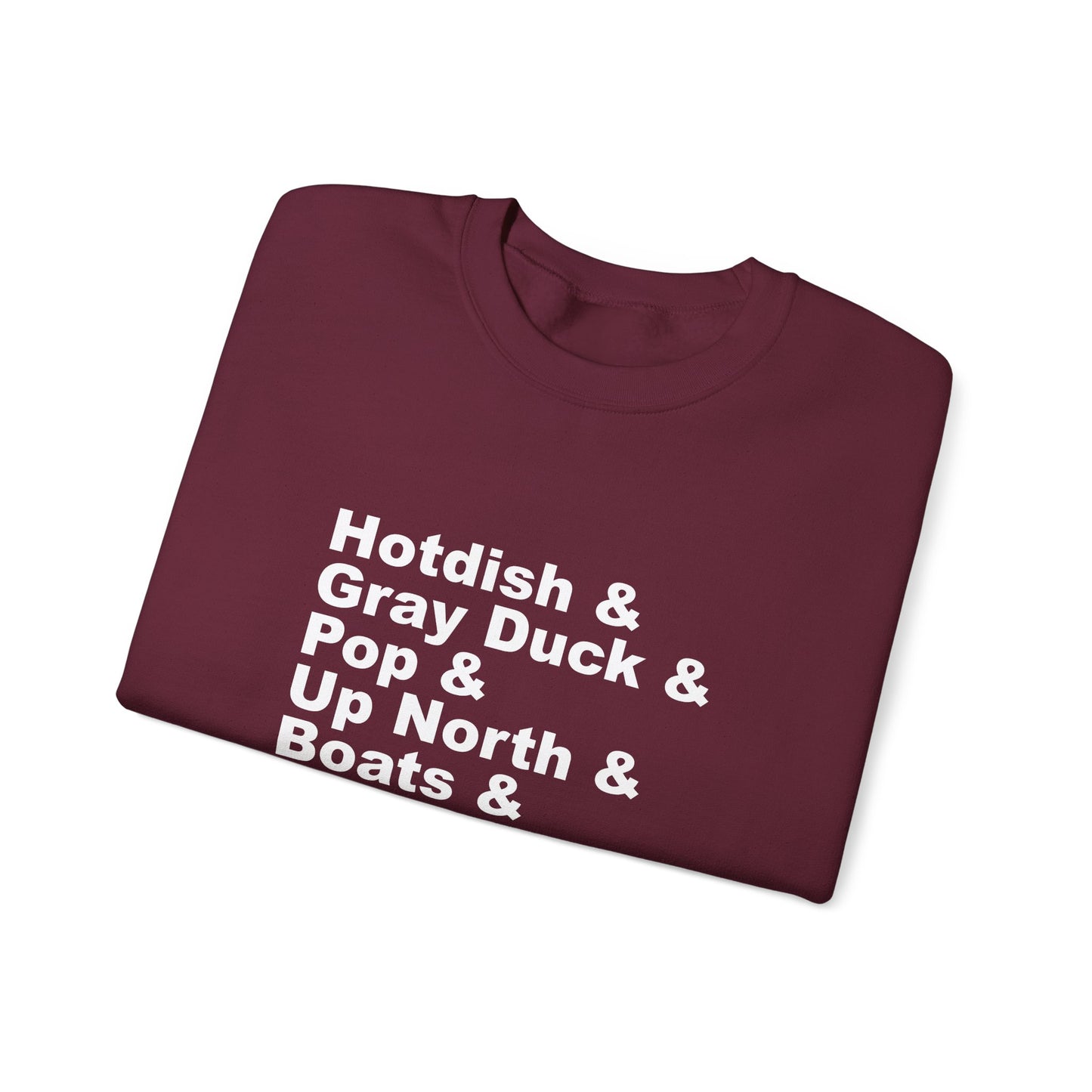 Hotdish and Gray Duck Minnesota things crewneck sweatshirt