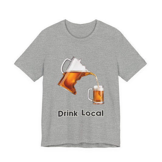 Drink Local Minnesota beer T-shirt with state-shaped pitcher design - product view 2