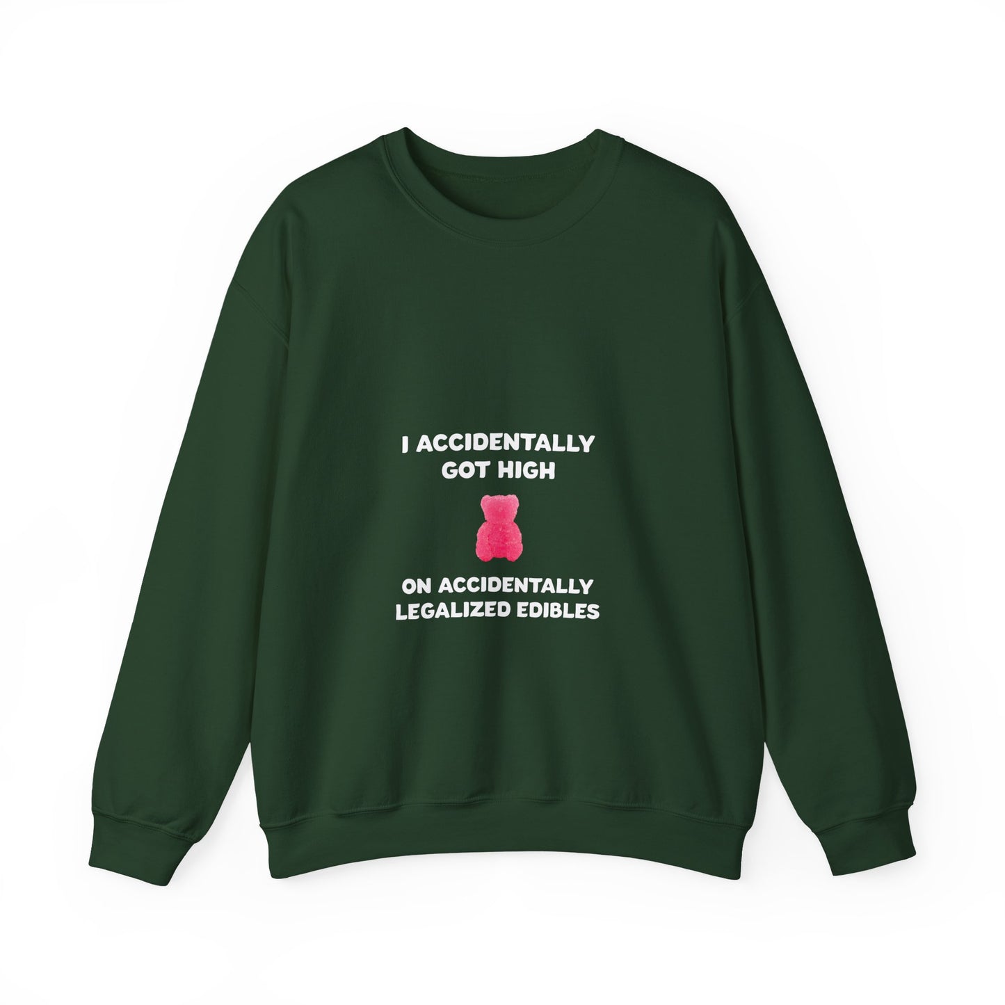 Accidentally legalized edibles Minnesota crewneck with pink gummy bear - product view 3