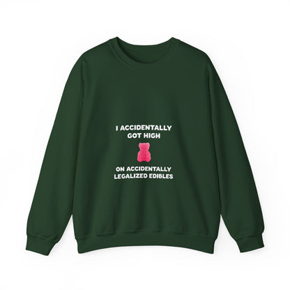 Accidentally legalized edibles Minnesota crewneck with pink gummy bear - product view 3