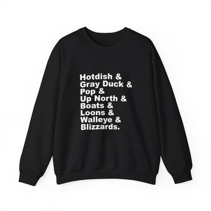 Hotdish and Gray Duck Minnesota things crewneck sweatshirt