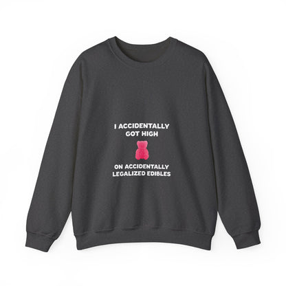 Accidentally legalized edibles Minnesota crewneck with pink gummy bear - product view 4