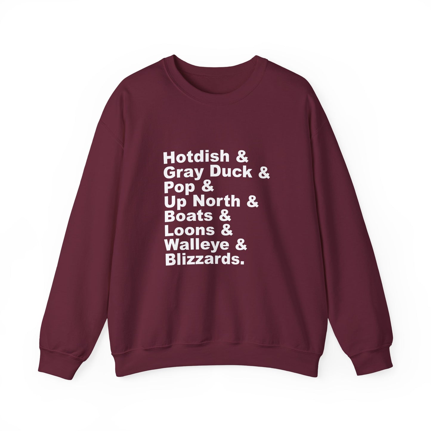 Hotdish and Gray Duck Minnesota things crewneck sweatshirt