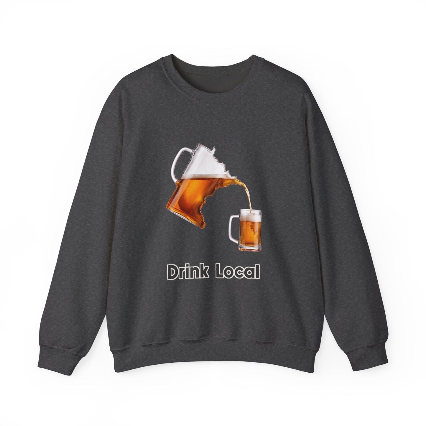 Drink Local Minnesota beer crewneck sweatshirt with state-shaped pitcher design - product view 3