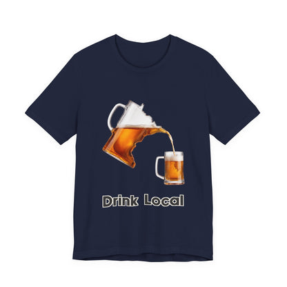 Drink Local Minnesota beer T-shirt with state-shaped pitcher design - product view 4