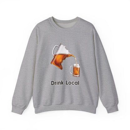 Drink Local Minnesota beer crewneck sweatshirt with state-shaped pitcher design - product view 2