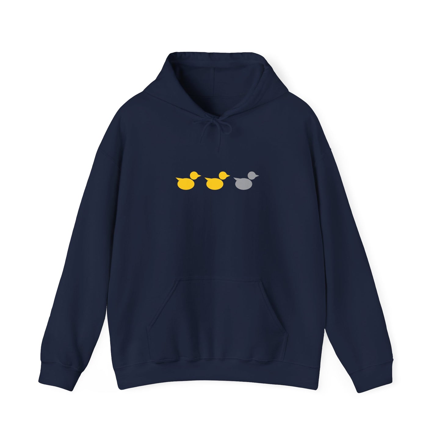 Duck Duck Gray Duck Minnesota hoodie with yellow and gray duck icons