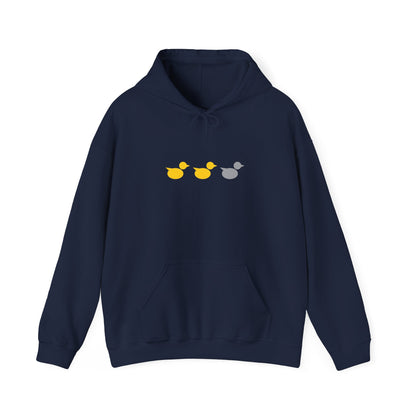 Duck Duck Gray Duck Minnesota hoodie with yellow and gray duck icons