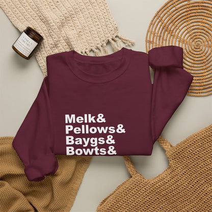 Melk Pellow Bayg funny Minnesota accent crewneck sweatshirt