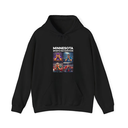 Minnesota Sports Fan Survivor hoodie with full-color fan collage
