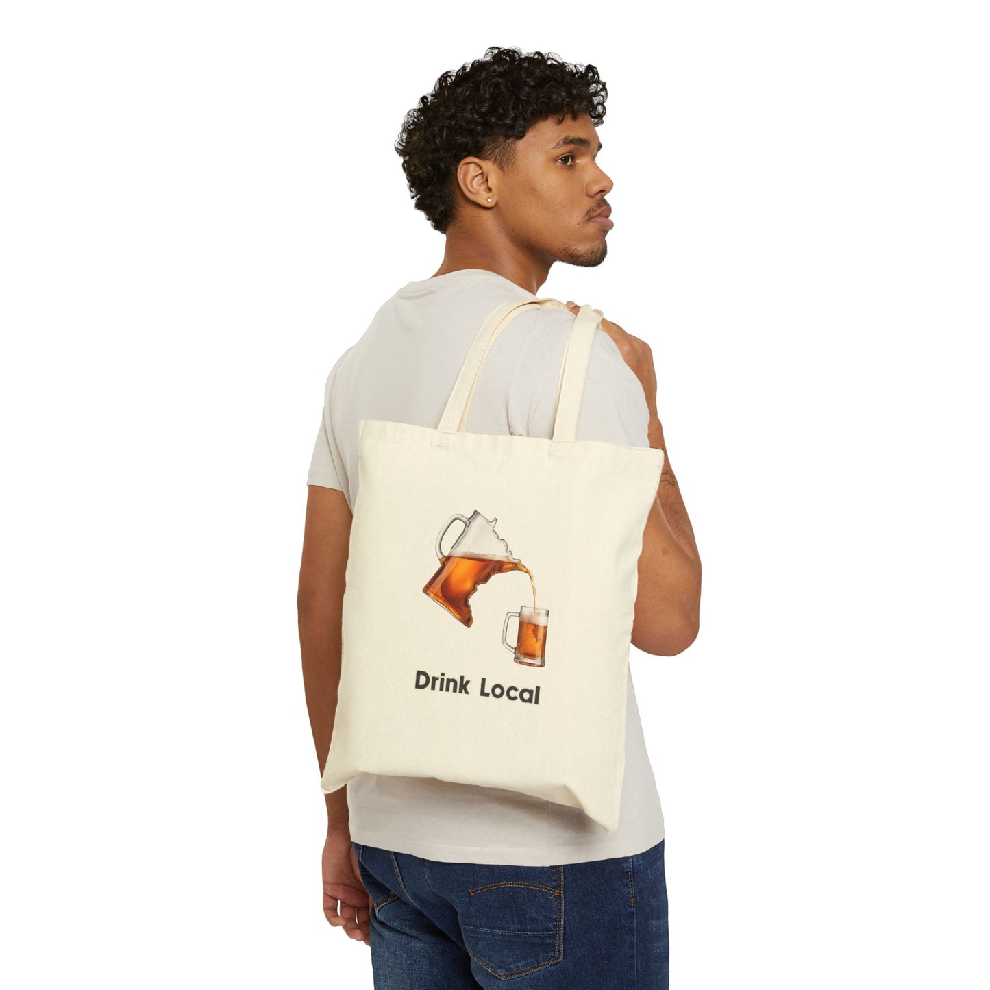 Drink Local Minnesota beer tote bag with state-shaped pitcher design - product view 4