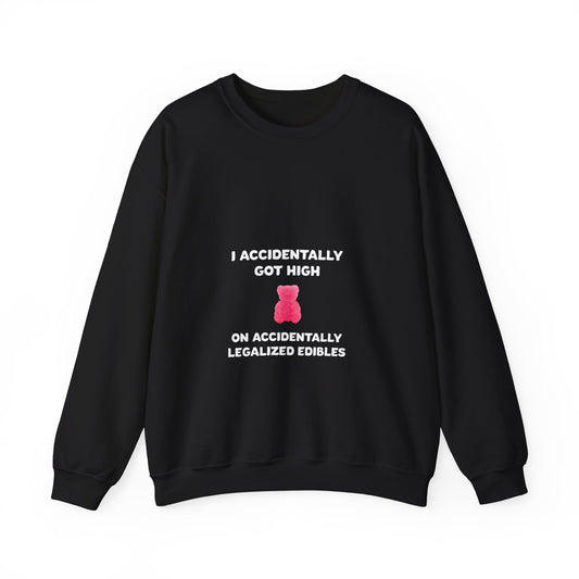 Accidentally legalized edibles Minnesota crewneck with pink gummy bear