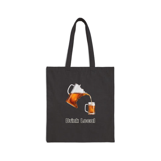 Drink Local Minnesota beer tote bag with state-shaped pitcher design - product view 2