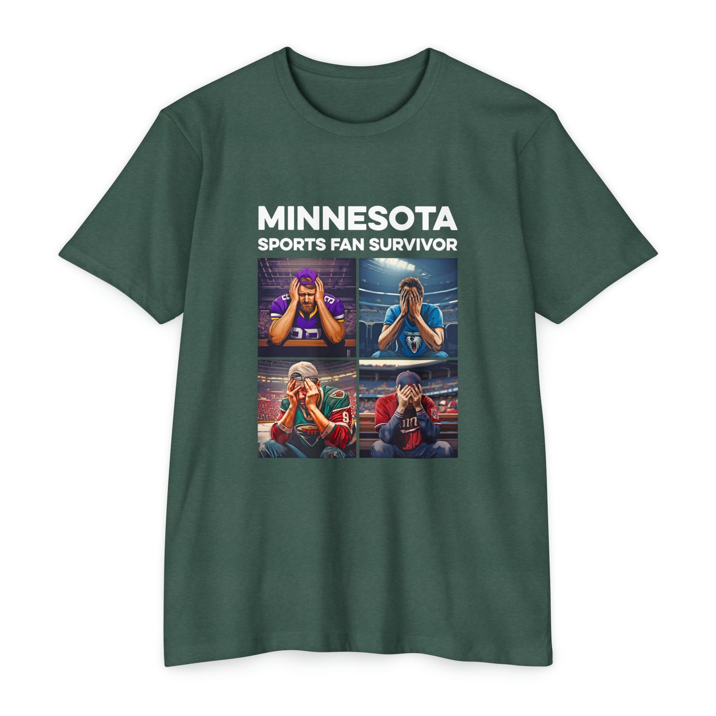 Minnesota Sports Fan Survivor - Unisex T-Shirt - Heather Forest Green / XS - Ope Life