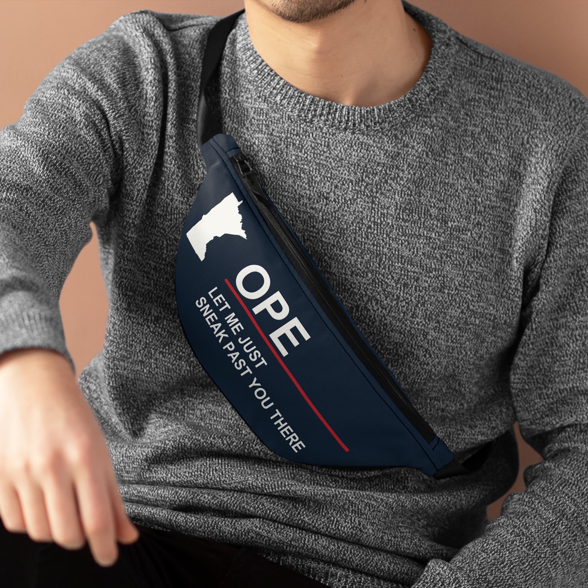 Navy Ope let me just sneak past you there Minnesota fanny pack - product view 4