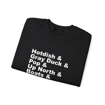 Hotdish and Gray Duck Minnesota things crewneck sweatshirt