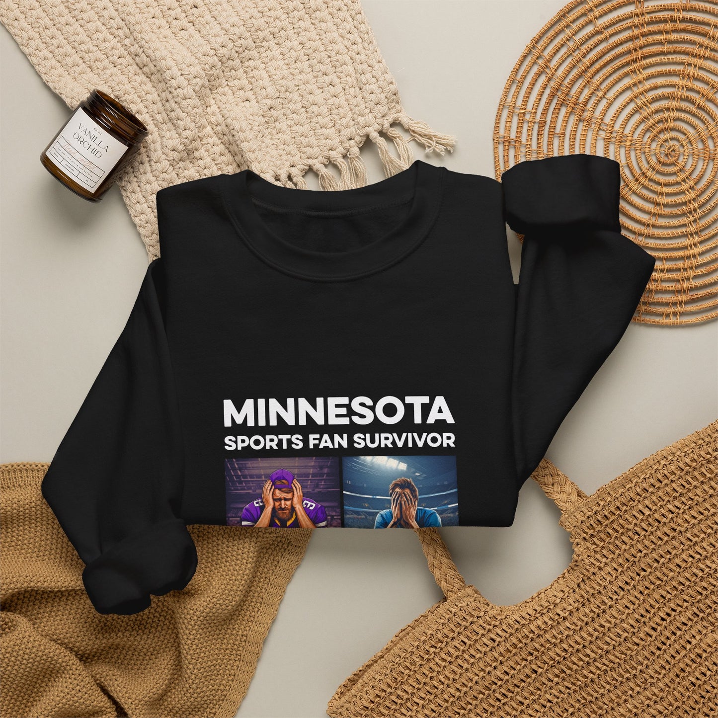 Minnesota Sports Fan Survivor crewneck sweatshirt with full-color design - product view 7