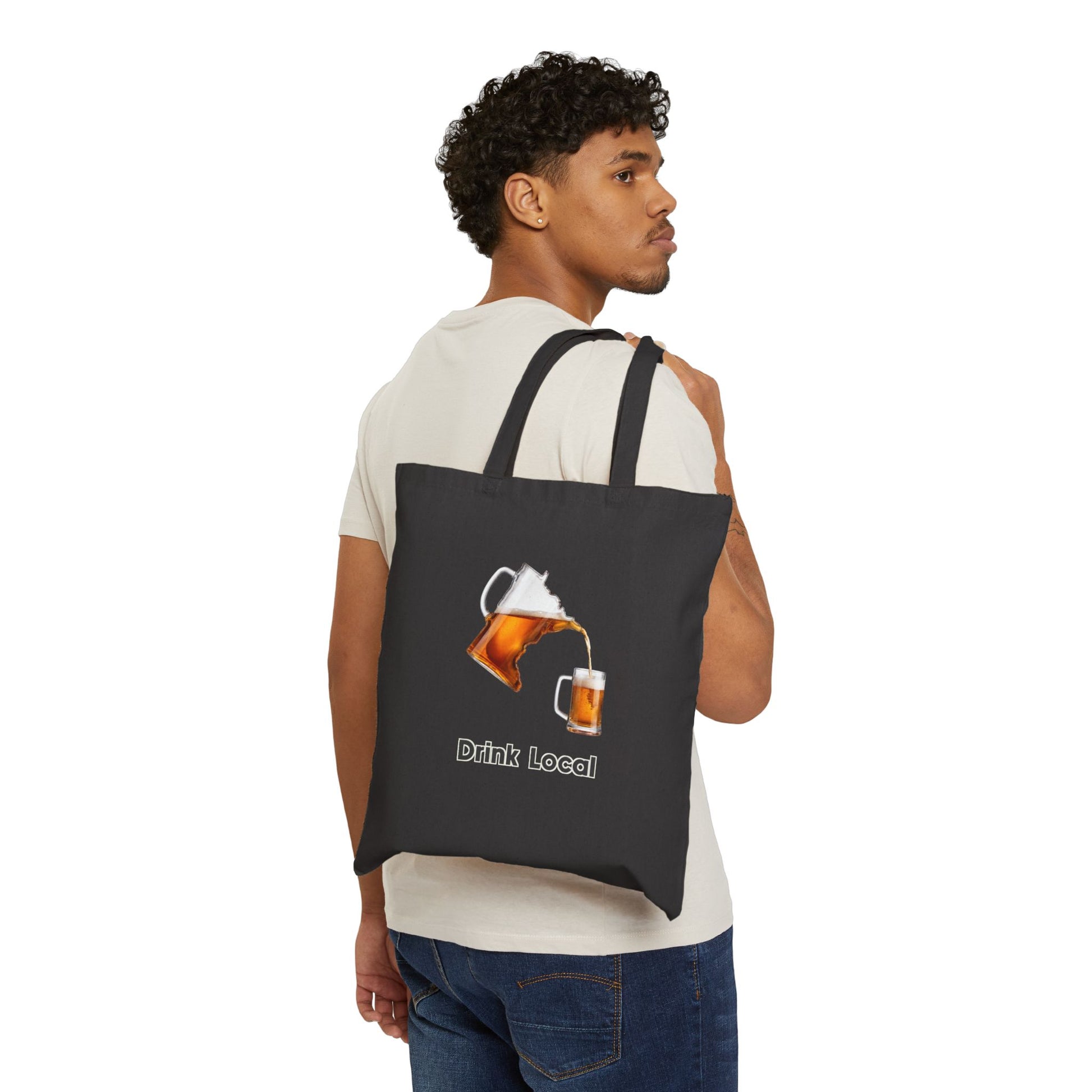 Drink Local Minnesota beer tote bag with state-shaped pitcher design - product view 7