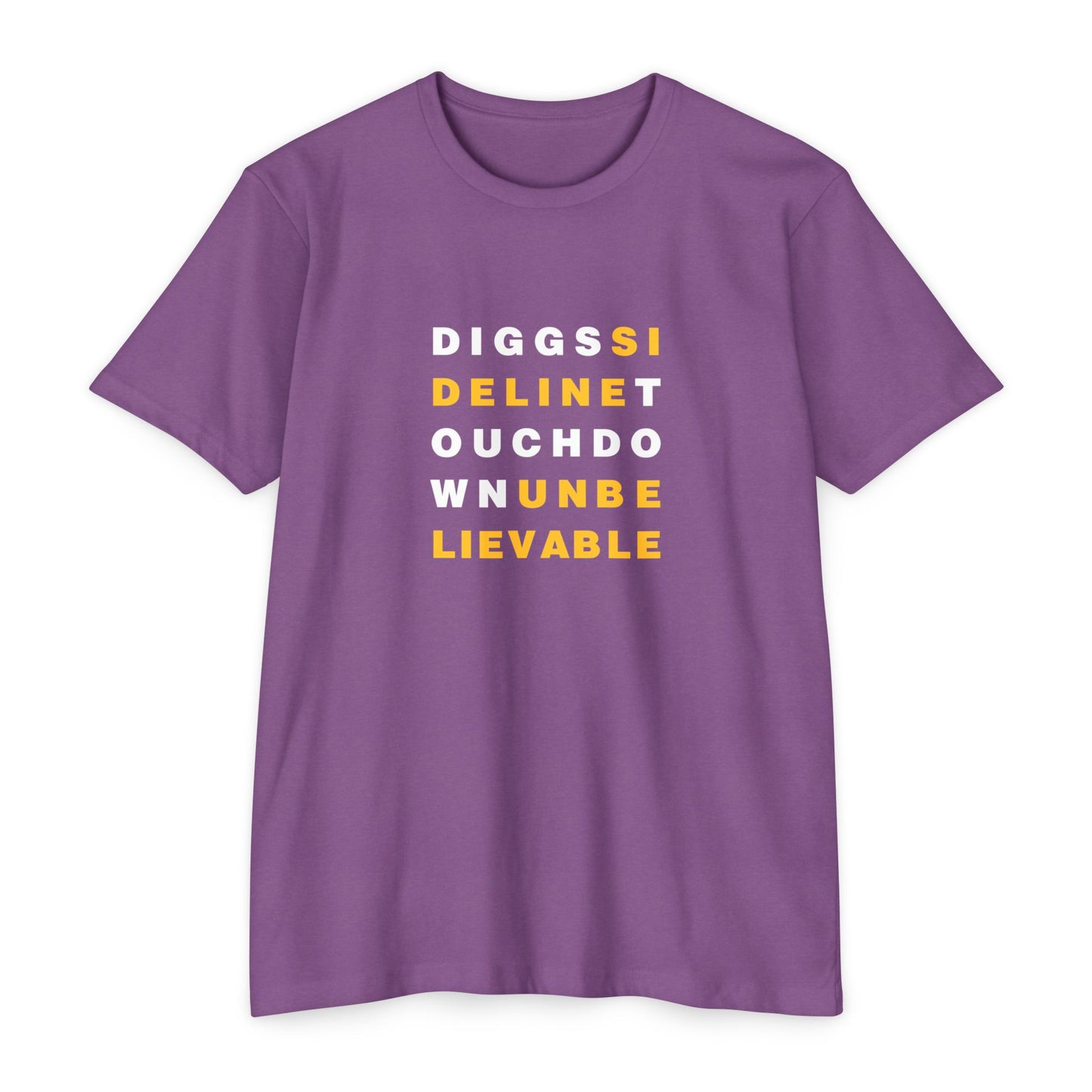 Purple Diggs sideline touchdown unbelievable Minnesota football T-shirt front