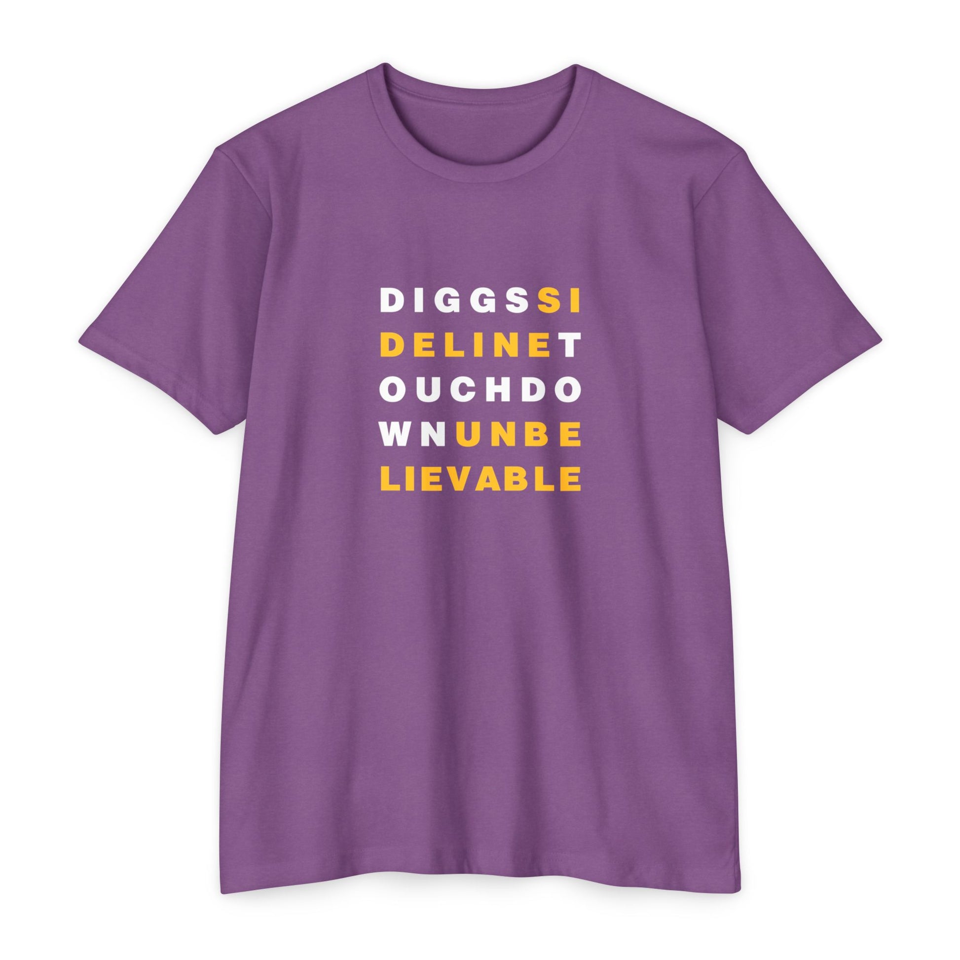 Purple Diggs sideline touchdown unbelievable Minnesota football T-shirt front