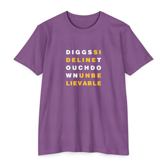 Purple Diggs sideline touchdown unbelievable Minnesota football T-shirt front