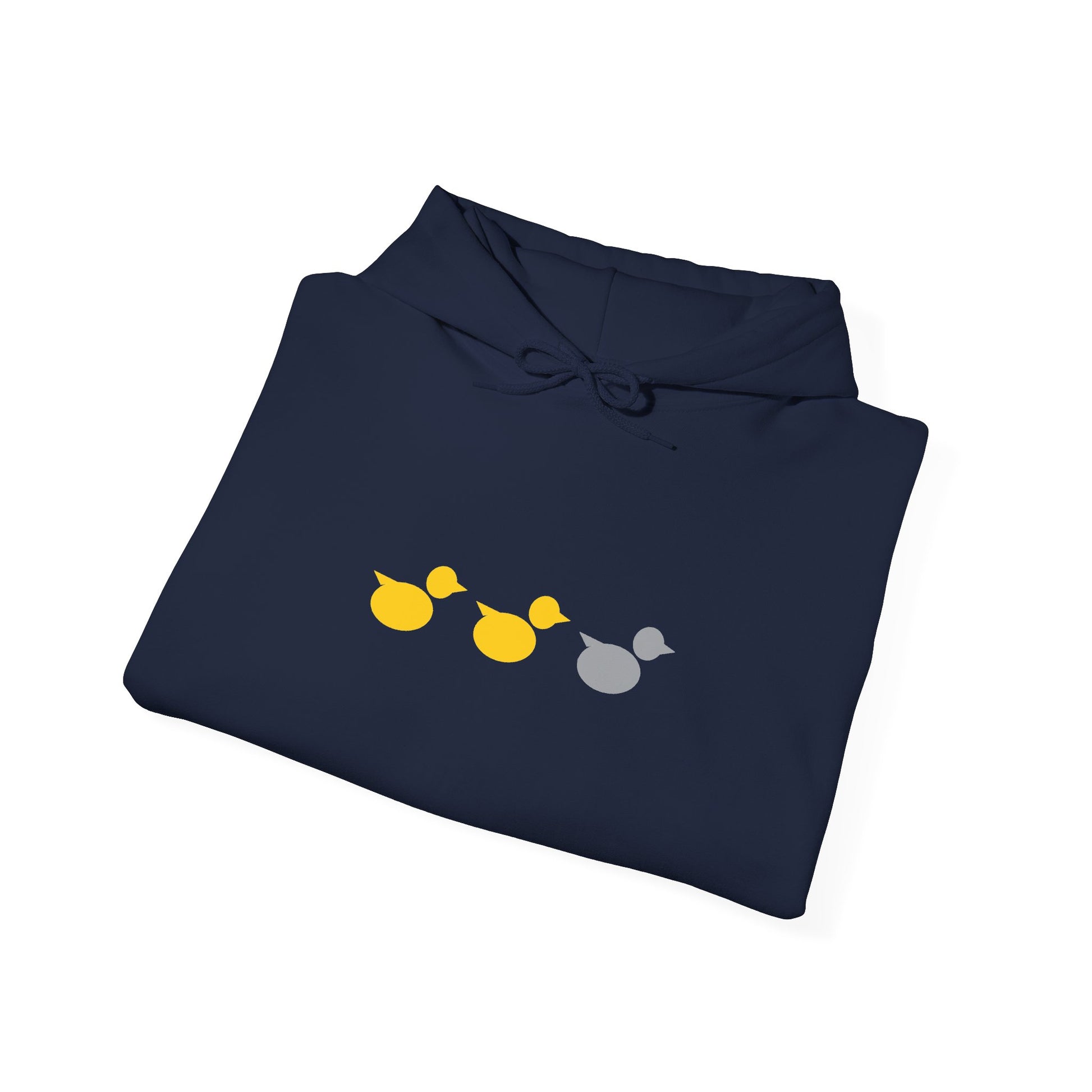 Duck Duck Gray Duck Minnesota hoodie with yellow and gray duck icons