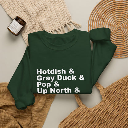 Hotdish and Gray Duck Minnesota things crewneck sweatshirt