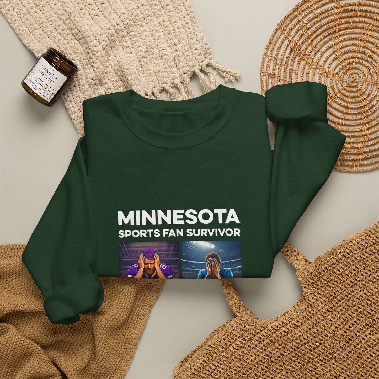 Minnesota Sports Fan Survivor crewneck sweatshirt with full-color design - product view 13
