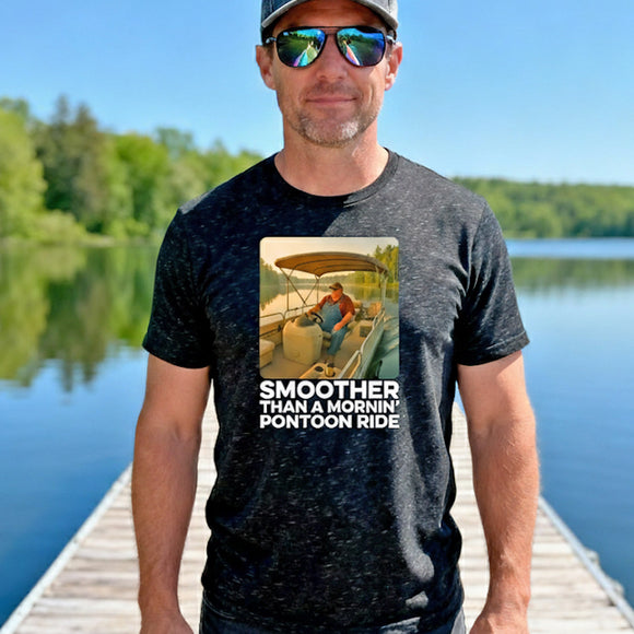 Smoother Than a Mornin' Pontoon Ride T-Shirt, Summer Vibe Shirt, Pontoon and Boating Gift, Vacation Shirt