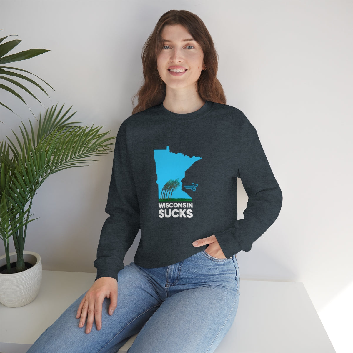 Wisconsin Sucks - Blowing Windy Trees Minnesota Crewneck Sweatshirt - Unisex - Ope Life