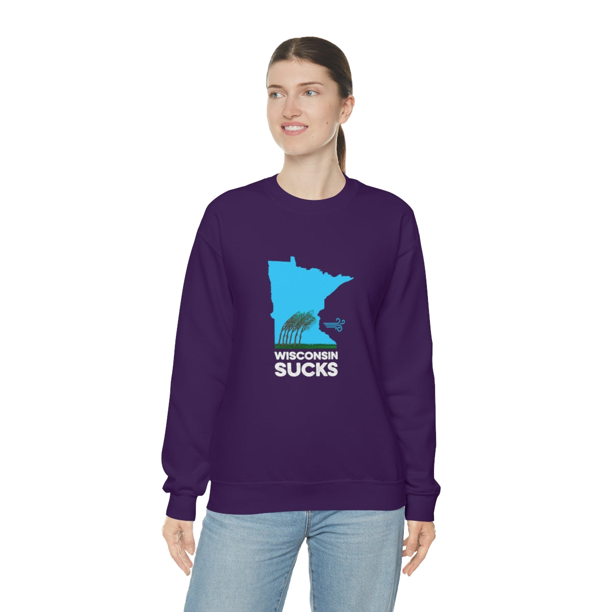 Wisconsin Sucks - Blowing Windy Trees Minnesota Crewneck Sweatshirt - Unisex - Ope Life