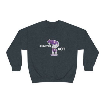 Disgusting Act Sweatshirt - Moss Mooning Packers Vikings Unisex Crewneck Sweatshirt - S / Dark Heather - Ope Life