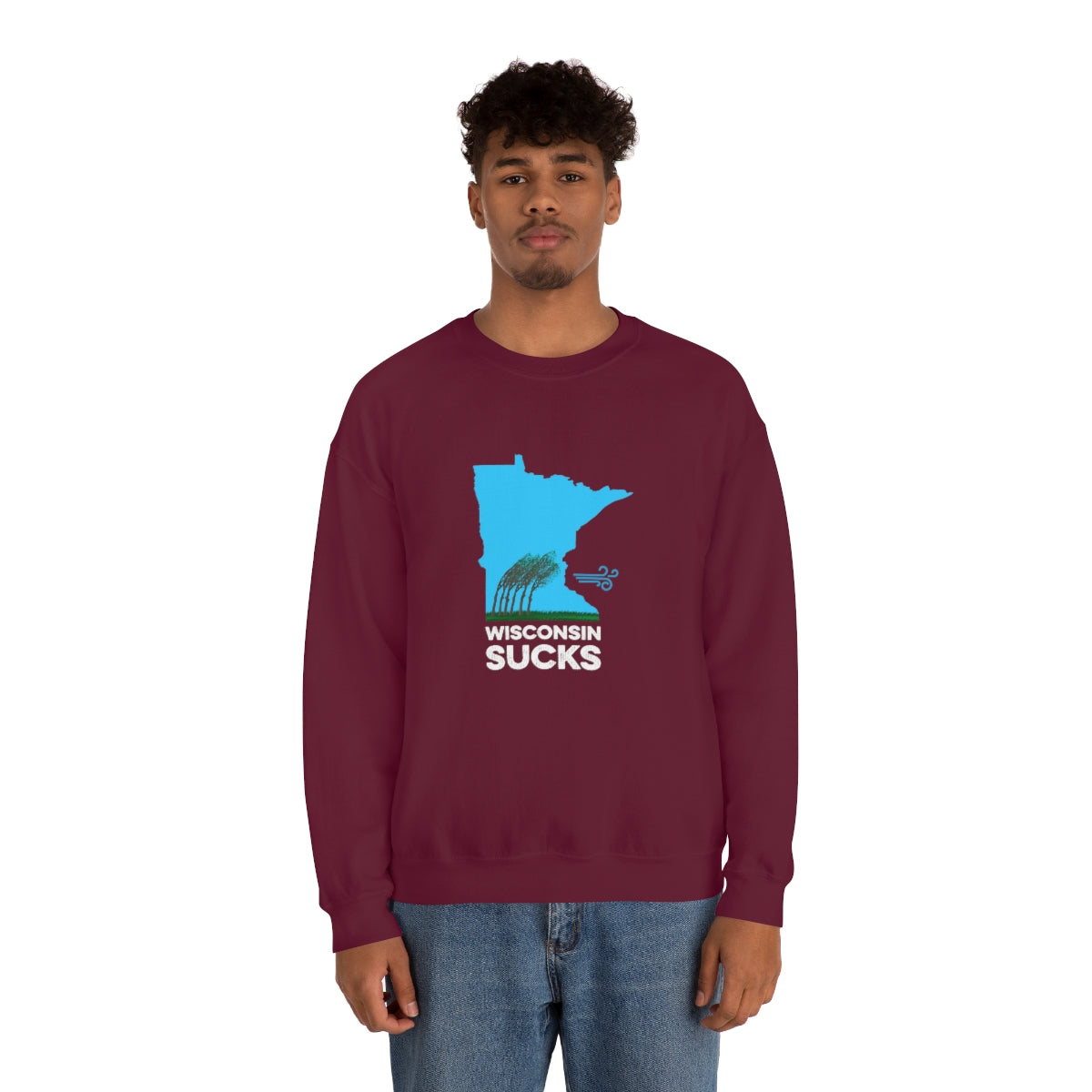 Wisconsin Sucks - Blowing Windy Trees Minnesota Crewneck Sweatshirt - Unisex - Ope Life