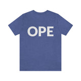 Ope, let me just sneak past you there (front/back) Unisex T-Shirt - Heather True Royal / S - Ope Life
