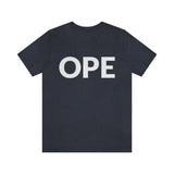 Ope, let me just sneak past you there (front/back) Unisex T-Shirt - Heather Navy / S - Ope Life