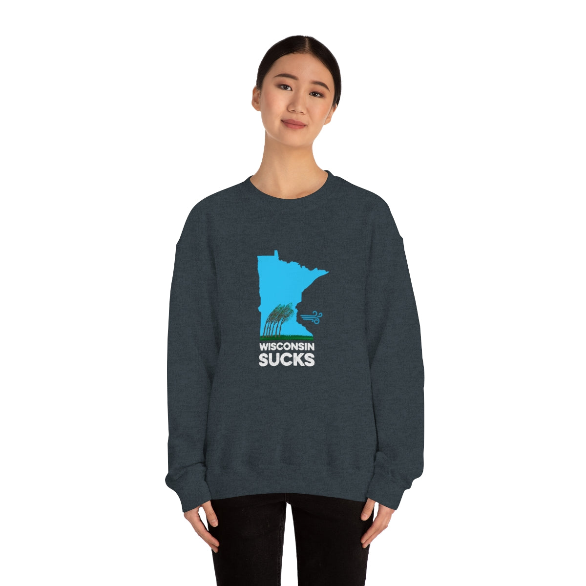 Wisconsin Sucks - Blowing Windy Trees Minnesota Crewneck Sweatshirt - Unisex - Ope Life